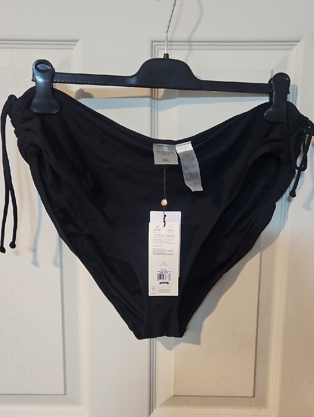 CALIA Women's BLACK Mid Rise Ruched Side Swim Bottom: NEW WITH TAGS: SIZE XXL